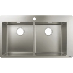 Hansgrohe Evier Encastré Acier Inoxydable 2 Cuves 370x370mm S711-F765 Trou Robin