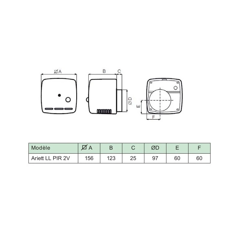 Extracteur Centrifuge Mural 100mm 20/40m3/h Détecteur Présence 2Vitess 2 Extracteur Centrifuge Mural 100mm 20/40m3/h Détecteur Présence 2Vitess – Image 2