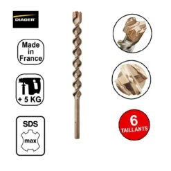 Foret Sds Max Ultimat 6 Taillants (matériaux Durs) Diam26x L540 166D26