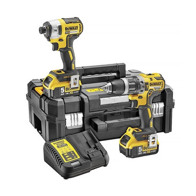 DeWALT Kit 2 Outils 18V 5Ah Li-Ion Perceuse à Percussion Visseuse à Chocs DCK 1 DeWALT Kit 2 Outils 18V 5Ah Li-Ion Perceuse à Percussion Visseuse à Chocs DCK