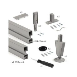 Kit De Structure Modulaire Emuca Zero 2 Profilés Finition Gris Pierre