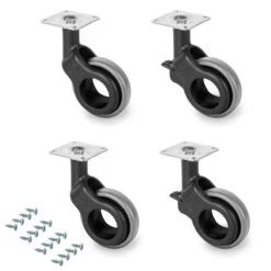 Emuca - Kit Roulettes Hole 2 D50mm Plastique Gris Avec Vis De Montage - 2041421