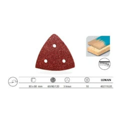 Lot De 10 Patins Triangulaires Velcro 80x80 Mm GR 60/80/120 Corindon 4