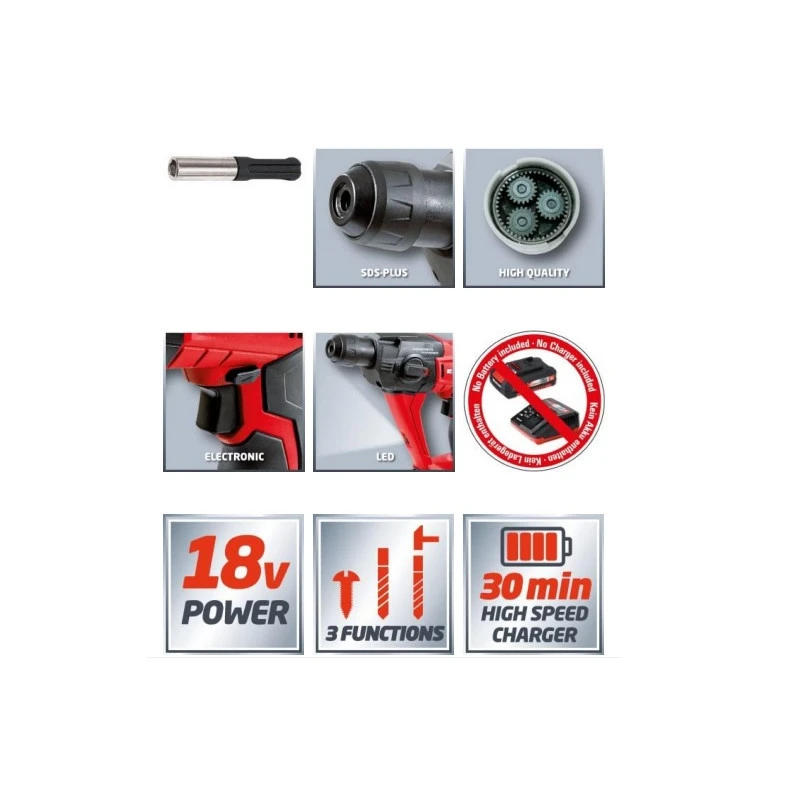 Marteau-perforateur TE-HD 18 Li-Solo SDS-Plus 18V Produit Seul Einhell 2 Marteau-perforateur TE-HD 18 Li-Solo SDS-Plus 18V Produit Seul Einhell – Image 2