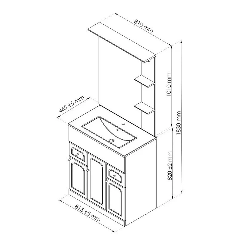 Meuble à Poser Ondée TOLEDE 80cm Gris Pvc Brillant 3 Meuble à Poser Ondée TOLEDE 80cm Gris Pvc Brillant – Image 3