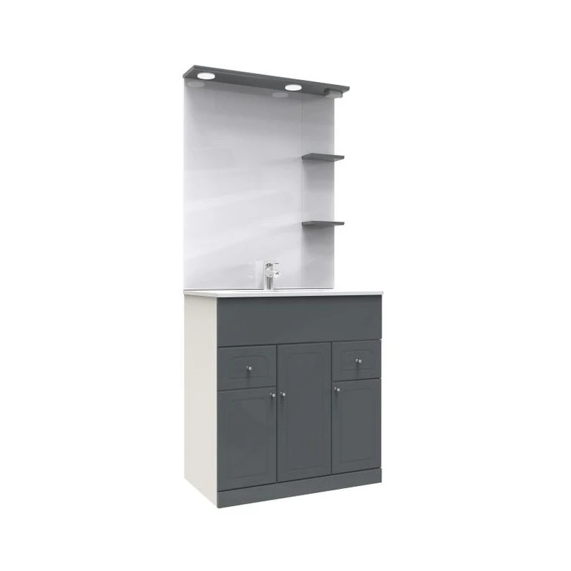 Meuble à Poser Ondée TOLEDE 80cm Gris Pvc Brillant 1 Meuble à Poser Ondée TOLEDE 80cm Gris Pvc Brillant