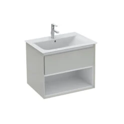 Ideal Standard Meuble Sous-plan 60cm 1 Niche 1 Tiroir Gris Plume Brillant /blanc Mat