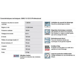 Meuleuse 125mm 1200W Accessoires Et AVH GWS 13-125 CI -Kobleo meuleuse 125mm 1200w accessoires et avh gws 13 125 ci 2