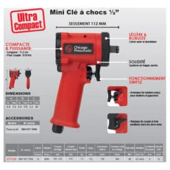 Mini Clé à Chocs 1/2" Compacte En Métal 610 Nm CP7732 -Kobleo mini cle a chocs 1 2 compacte en metal 610 nm cp7732 chicago pneumatic 2