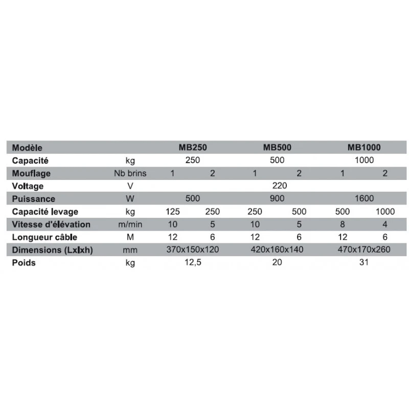 Mini Treuil électrique 500W 250Kg MB250 2 Mini Treuil électrique 500W 250Kg MB250 – Image 2