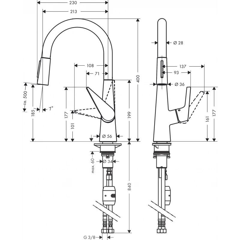 Hansgrohe Mitigeur Cuisine 200 Talis M51 Douchette Extractible 2 Jets Aspect Aci 2 Hansgrohe Mitigeur Cuisine 200 Talis M51 Douchette Extractible 2 Jets Aspect Aci â Image 2