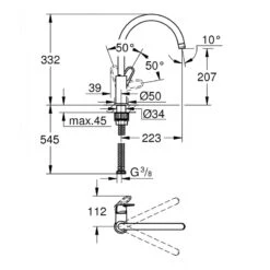 Grohe Mitigeur D'évier Chromé 360° Saillie 223mm BauFlow 10 Grohe Mitigeur D'évier Chromé 360° Saillie 223mm BauFlow -Kobleo mitigeur d evier chrome 360deg saillie 223mm bauflow 4