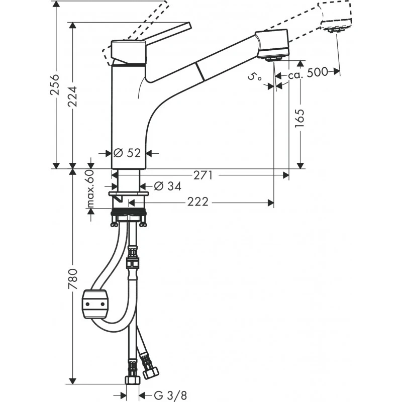 Hansgrohe Mitigeur De Cuisine 170 Avec Douchette Extractible 2 Jets Chromé Talis 3 Hansgrohe Mitigeur De Cuisine 170 Avec Douchette Extractible 2 Jets Chromé Talis – Image 3