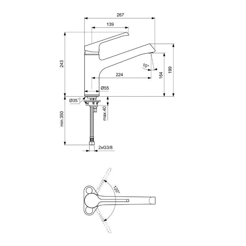 Ideal Standard Mitigeur évier Monotrou Chromé Bec Fondu Orientable RETTA 2 Ideal Standard Mitigeur évier Monotrou Chromé Bec Fondu Orientable RETTA – Image 2