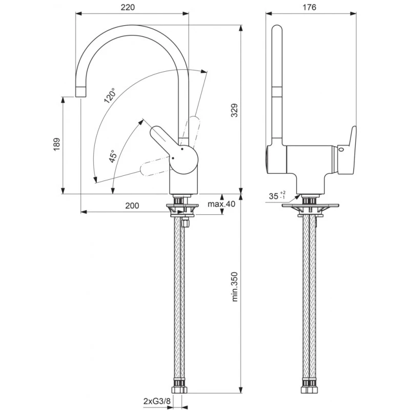Ideal Standard Mitigeur évier Monotrou CONNECT Bec Orientable Et Basculant Chromé B06 2 Ideal Standard Mitigeur évier Monotrou CONNECT Bec Orientable Et Basculant Chromé B06 – Image 2
