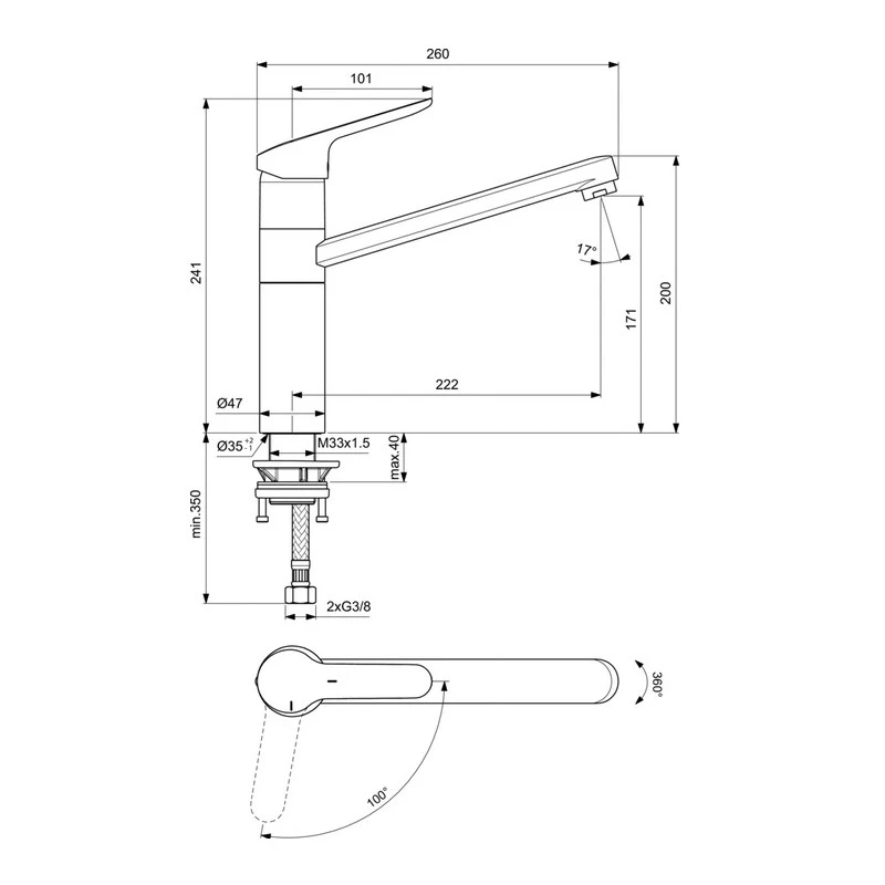 Mitigeur évier Monotrou Okyris Bec Orientable Aérateur Encastré Cartou 2 Mitigeur évier Monotrou Okyris Bec Orientable Aérateur Encastré Cartou – Image 2