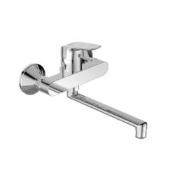 Mitigeur évier Monotrou Okyris Chromé Cartouche Diam 38 Mm Bec Tube Or