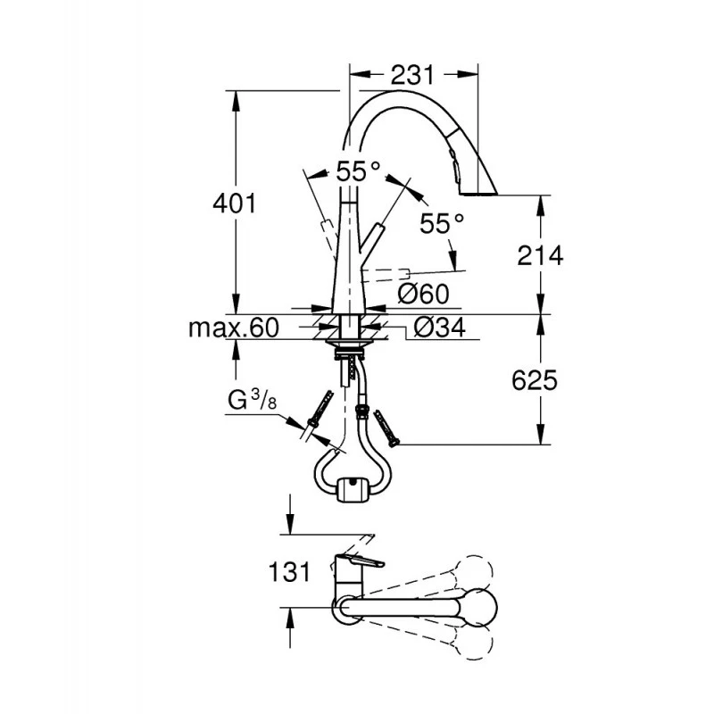 Mitigeur évier Zedra Monocommande 3 Jets Bec Pivotant Chromé Grohe 13 Mitigeur évier Zedra Monocommande 3 Jets Bec Pivotant Chromé Grohe – Image 13