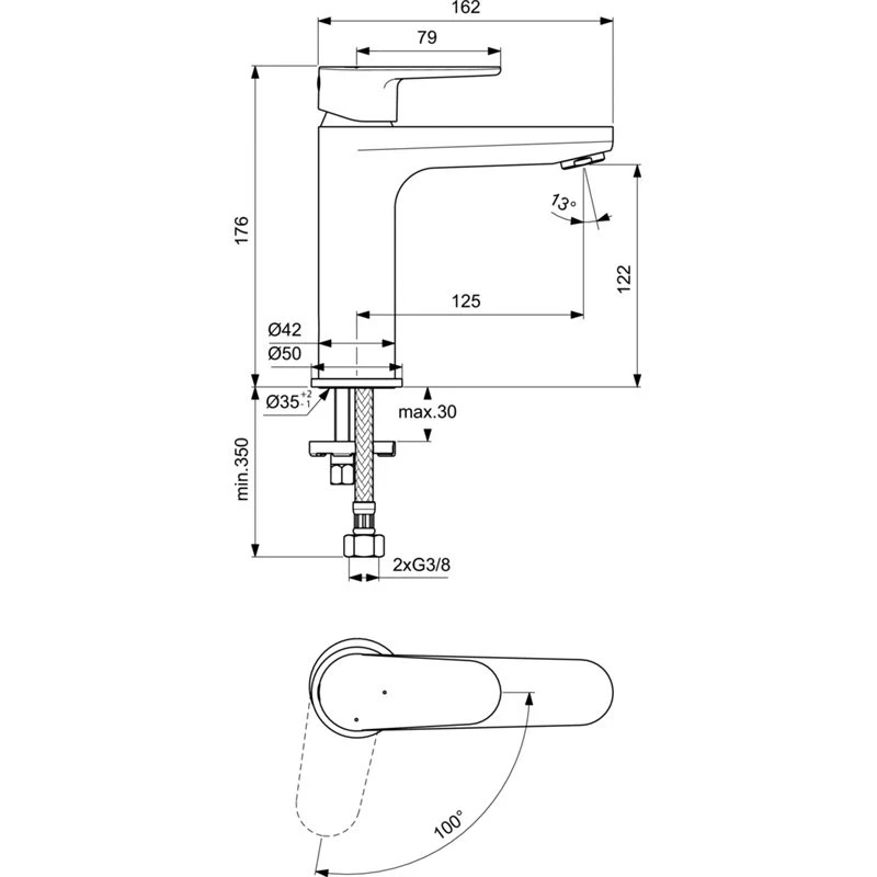 Ideal Standard Mitigeur Lavabo Ch3 Bec Fixe Sans Tirette H 176 Mm Noir Kheops New 2 Ideal Standard Mitigeur Lavabo Ch3 Bec Fixe Sans Tirette H 176 Mm Noir Kheops New – Image 2