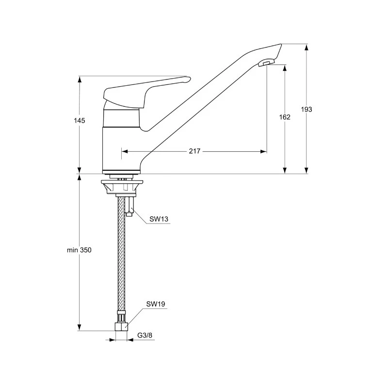 Ideal Standard Mitigeur Lavabo/ Cuve/ évier Monotrou Bec Fondu Chromé Okyris 2 2 Ideal Standard Mitigeur Lavabo/ Cuve/ évier Monotrou Bec Fondu Chromé Okyris 2 – Image 2