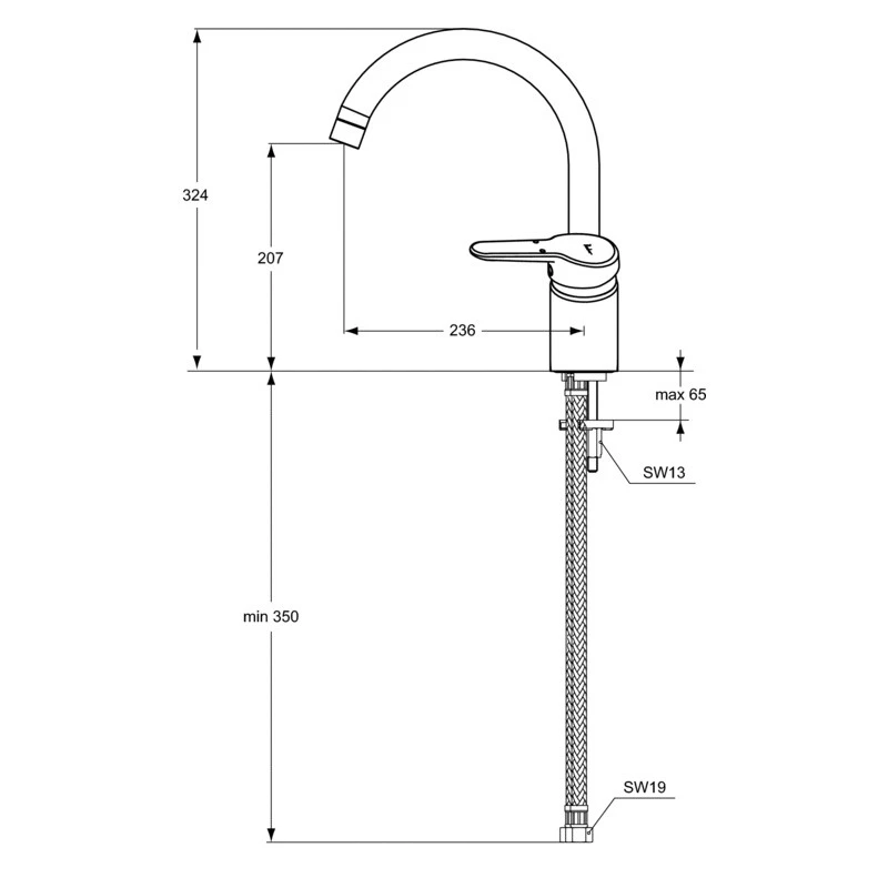 Ideal Standard Mitigeur Lavabo/ Cuve Monotrou Bec Tube Orientable Chromé Okyris 2 2 Ideal Standard Mitigeur Lavabo/ Cuve Monotrou Bec Tube Orientable Chromé Okyris 2 – Image 2
