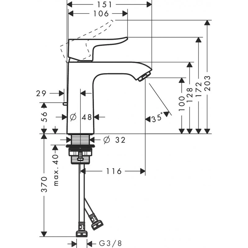 Hansgrohe Mitigeur Lavabo Metris 110 LowFlow Avec Tirette De Vidage Finition Chr 2 Hansgrohe Mitigeur Lavabo Metris 110 LowFlow Avec Tirette De Vidage Finition Chr – Image 2