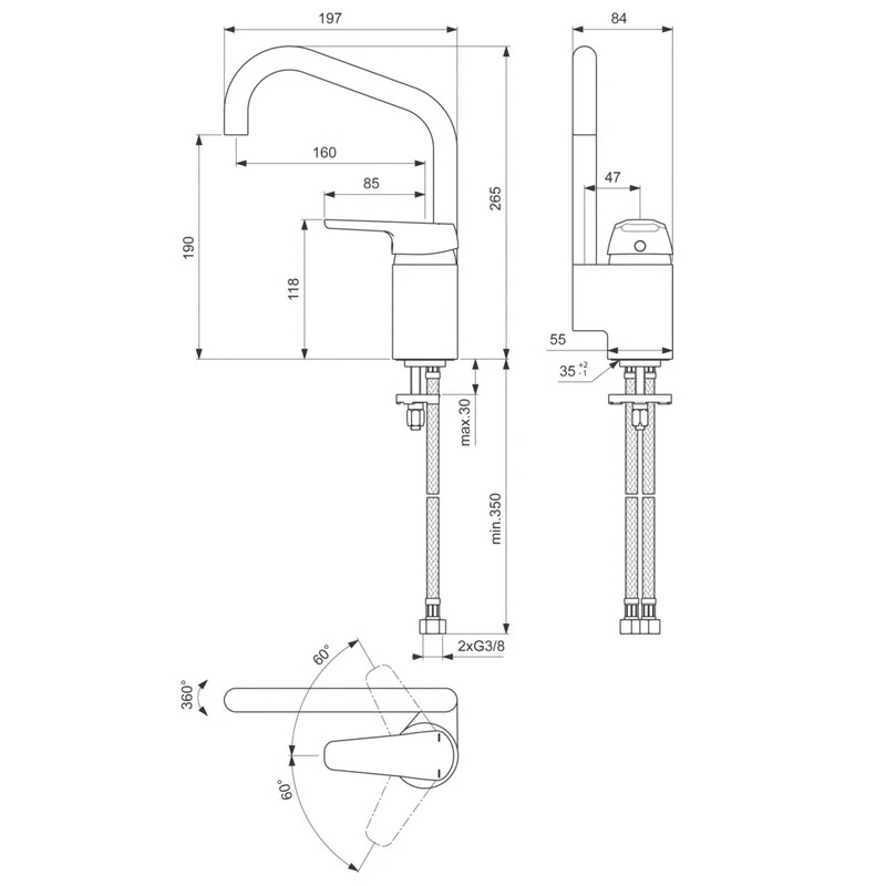 Ideal Standard Mitigeur Lavabo Monotrou Bec Tube Orientable Chromé Okyris 2 Ideal Standard Mitigeur Lavabo Monotrou Bec Tube Orientable Chromé Okyris – Image 2