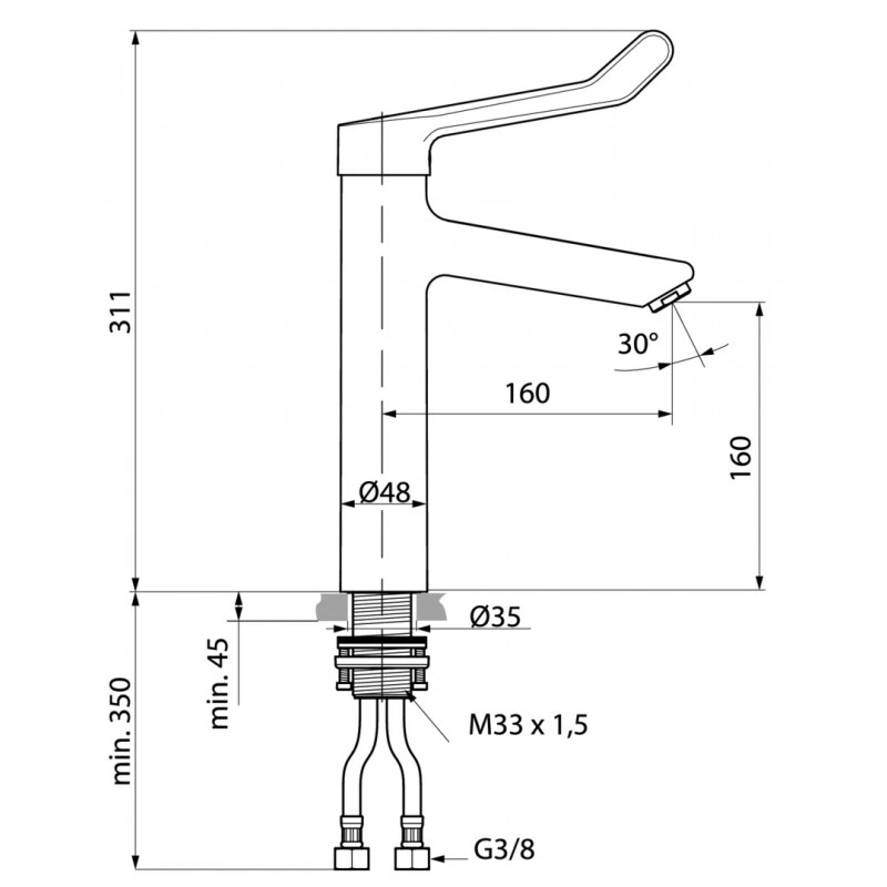 Ideal Standard Mitigeur Lavabo Monotrou Sur Table XL 311mm Chrome Okyris Pro 2 Ideal Standard Mitigeur Lavabo Monotrou Sur Table XL 311mm Chrome Okyris Pro – Image 2