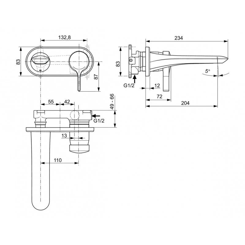 Ideal Standard Mitigeur Lavabo Mural Avec Corps à Encastrer Melange 2 Ideal Standard Mitigeur Lavabo Mural Avec Corps à Encastrer Melange – Image 2