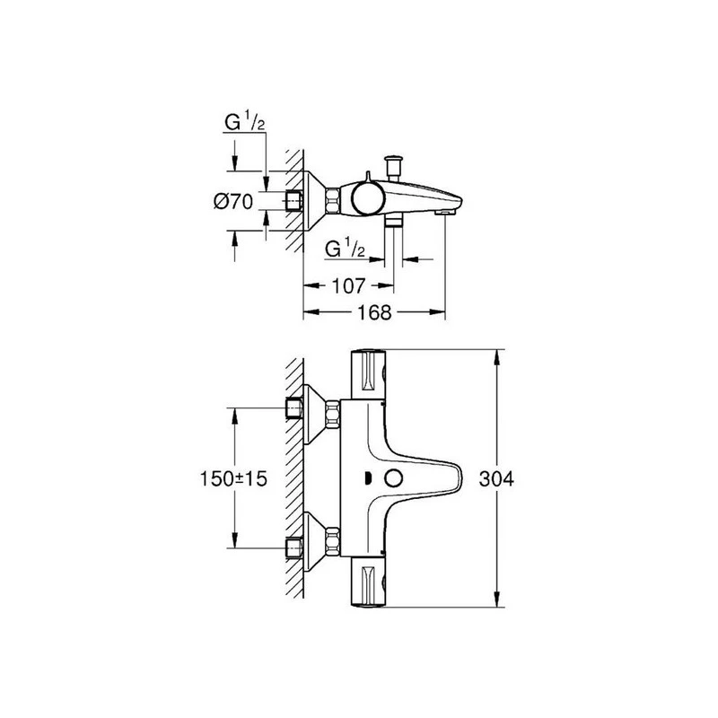 Grohe Mitigeur Thermostatique Bain-douche Grohtherm 800 34569000 2 Grohe Mitigeur Thermostatique Bain-douche Grohtherm 800 34569000 – Image 2