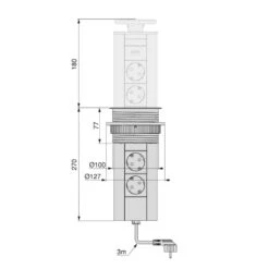 Multiconnecteur Emuca 2 Prises 1 Port Usb Câble 3m Anodisé Mat D102mm -Kobleo multiconnecteur emuca 2 prises 1 port usb cable 3m anodise mat d102mm 12