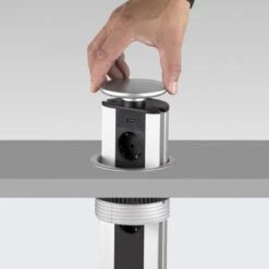 Multiconnecteur Emuca 2 Prises 1 Port Usb Câble 3m Anodisé Mat D102mm -Kobleo multiconnecteur emuca 2 prises 1 port usb cable 3m anodise mat d102mm 4