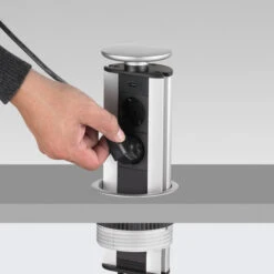 Multiconnecteur Emuca 2 Prises 1 Port Usb Câble 3m Anodisé Mat D102mm -Kobleo multiconnecteur emuca 2 prises 1 port usb cable 3m anodise mat d102mm 5