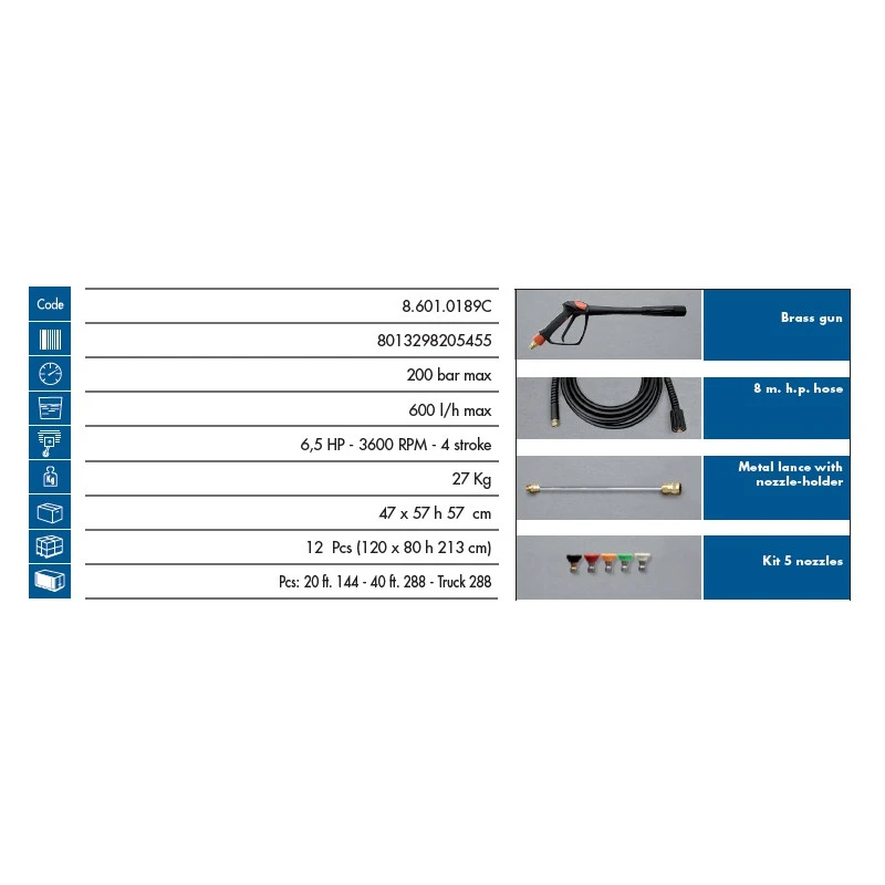 Nettoyeur Eau Froide Independent 2700 200bar 6,5HP 600L/h Lavor 3 Nettoyeur Eau Froide Independent 2700 200bar 6,5HP 600L/h Lavor – Image 3