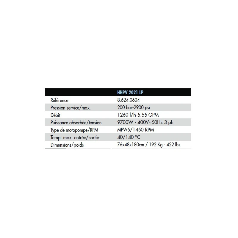 Nettoyeur Haute Pression Eau Chaude 9700W 200 Bars 1260L/h HHPV 2021 L 2 Nettoyeur Haute Pression Eau Chaude 9700W 200 Bars 1260L/h HHPV 2021 L – Image 2