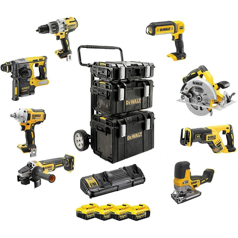DeWALT Pack 8 Outils XR 18V 4x5Ah Li-Ion Avec Coffret 1 DeWALT Pack 8 Outils XR 18V 4x5Ah Li-Ion Avec Coffret