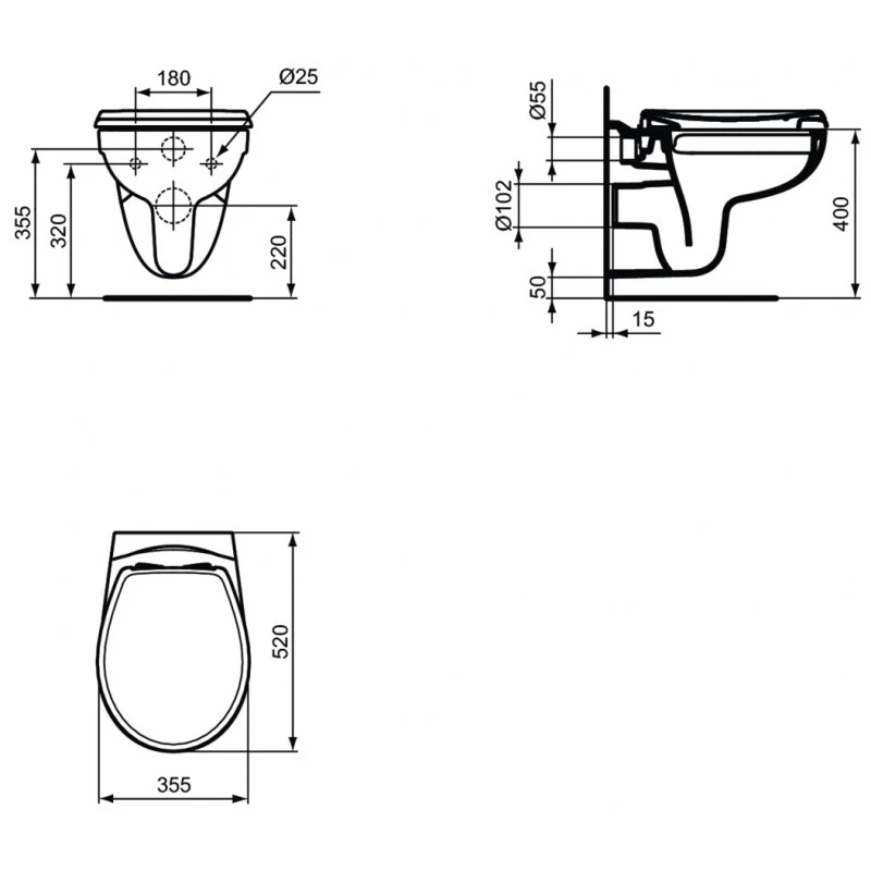 Ideal Standard Pack Cuvette Suspendue Sans Bride 52 X 355 Cm Avec Abattant Blanc Matu 2 Ideal Standard Pack Cuvette Suspendue Sans Bride 52 X 355 Cm Avec Abattant Blanc Matu – Image 2