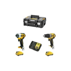 DeWALT Pack Perceuse Visseuse Percussion DCD706Visseuse Chocs DCF801 12V XR L