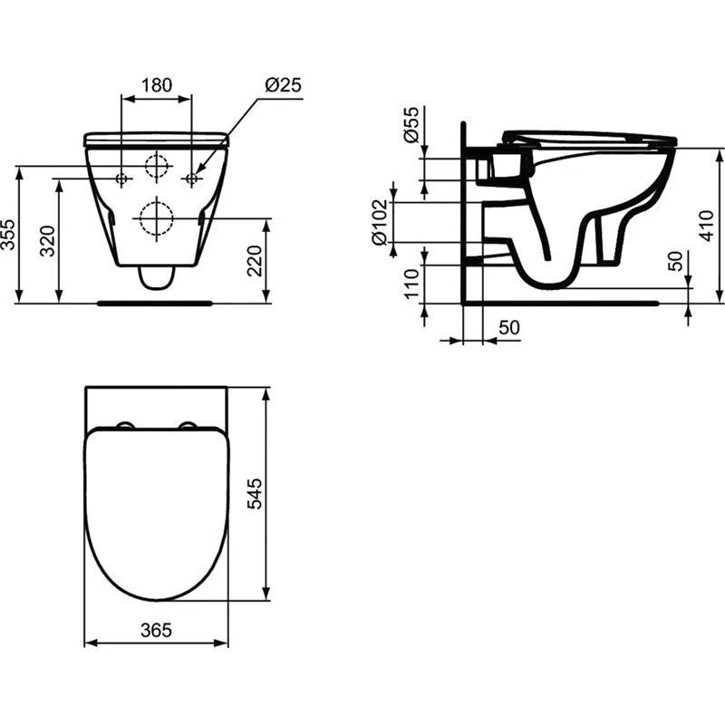 Ideal Standard Pack WC Suspendu Sans Bride 53 X 36 Cm Abattant Avec Frein Chute Blanc 2 Ideal Standard Pack WC Suspendu Sans Bride 53 X 36 Cm Abattant Avec Frein Chute Blanc – Image 2