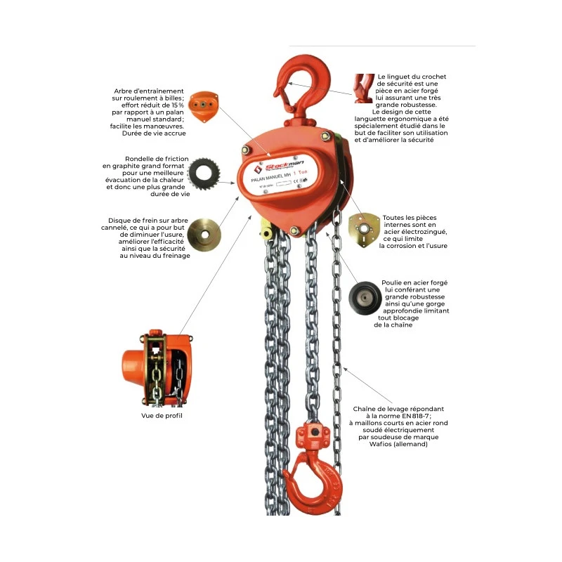 Palan Manuel à Chaîne Premium 10T 9m MHN1009M Stockman 2 Palan Manuel à Chaîne Premium 10T 9m MHN1009M Stockman – Image 2