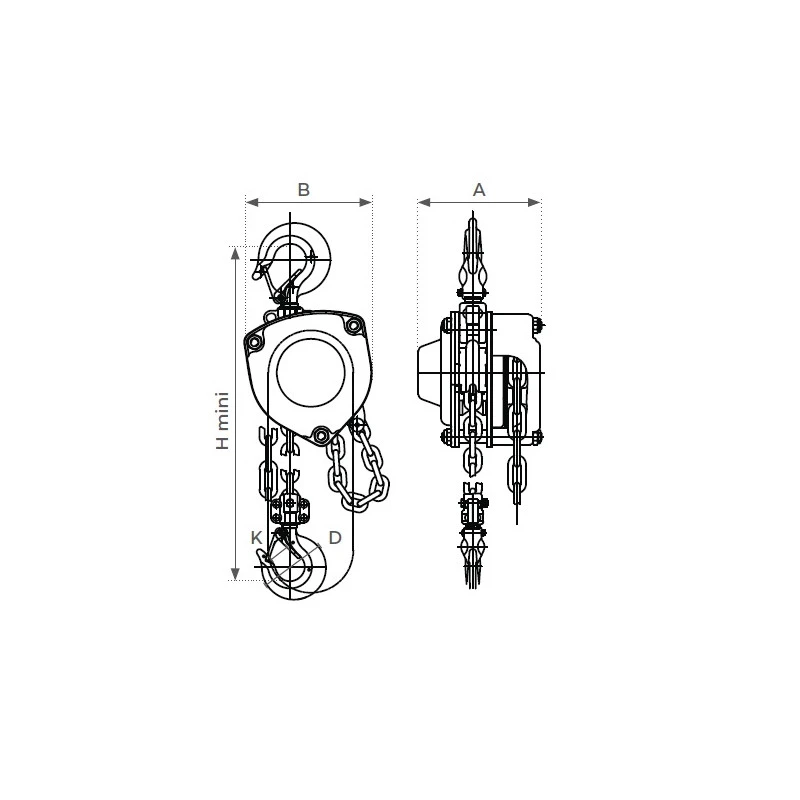 Palan Manuel Chaîne Premium Charge Maxi 500 Kg Hd'élévation 12 M MHN05 3 Palan Manuel Chaîne Premium Charge Maxi 500 Kg Hd'élévation 12 M MHN05 – Image 3