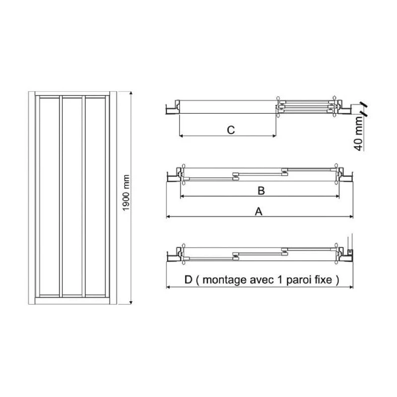 Paroi Atout 3 Coulissante 3 Volets 90 Vt Blanc 2 Paroi Atout 3 Coulissante 3 Volets 90 Vt Blanc – Image 2