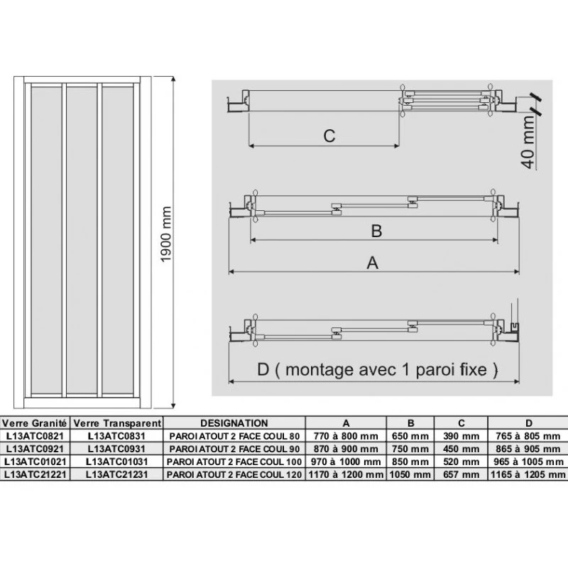 Paroi Atout 3 Coulissante 3 Volets 90 Vt Blanc 3 Paroi Atout 3 Coulissante 3 Volets 90 Vt Blanc – Image 3