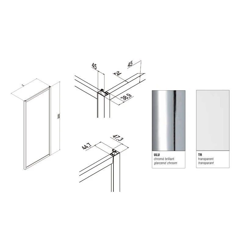 Paroi Douche Fixe 67-70cm Ht200cm Europa 3 Paroi Douche Fixe 67-70cm Ht200cm Europa – Image 3