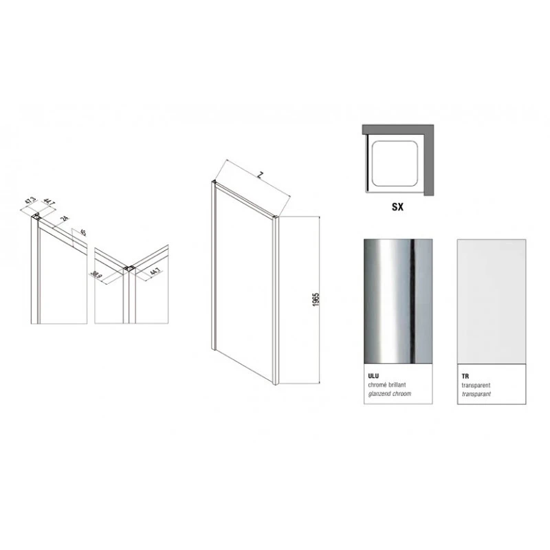 Paroi Douche Fixe 97-99cm Ht1965cm Gauche Europa SP 2 Paroi Douche Fixe 97-99cm Ht1965cm Gauche Europa SP – Image 2