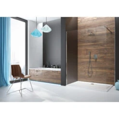 Paroi Fixe Douche Ouverte 700 X 1900 Mm Verre Transparent Profilé Blan