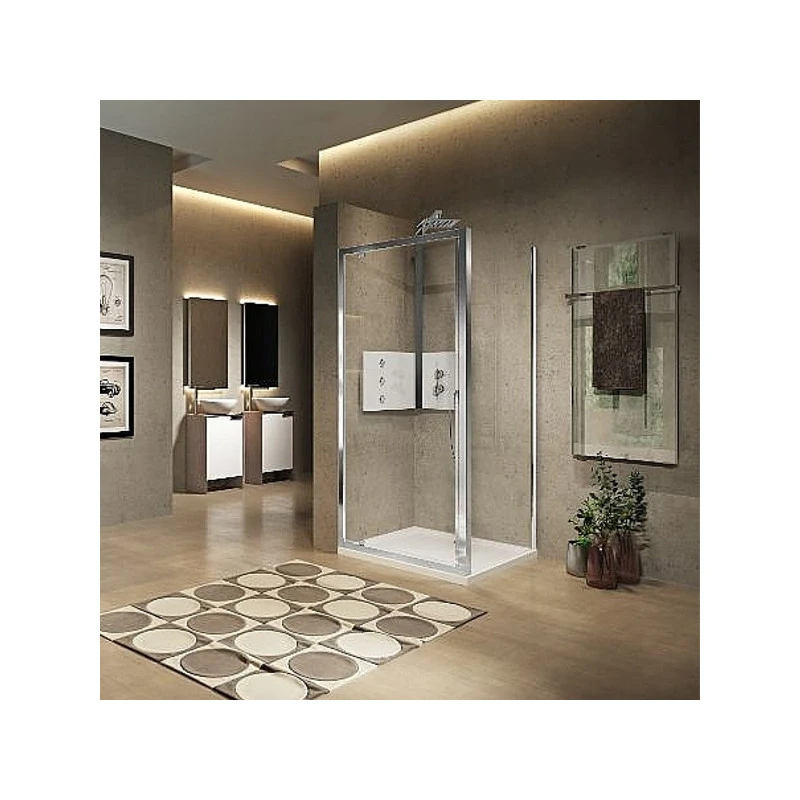 Paroi Fixe Latérale 78-84xH195cmVitrage Transparent ép6mm Profilé Silv 2 Paroi Fixe Latérale 78-84xH195cmVitrage Transparent ép6mm Profilé Silv – Image 2