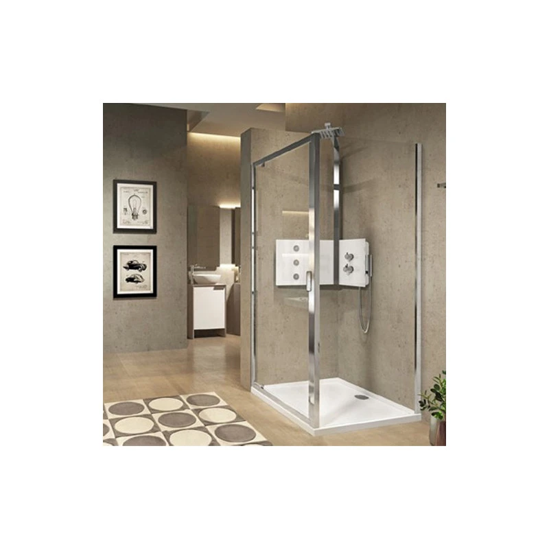 Paroi Fixe Latérale 78-84xH195cmVitrage Transparent ép6mm Profilé Silv 1 Paroi Fixe Latérale 78-84xH195cmVitrage Transparent ép6mm Profilé Silv