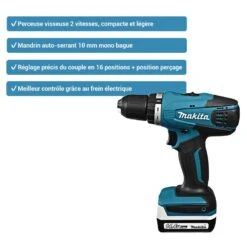 Perceuse Visseuse DF347DWE 14.4V Li-Ion 1,3Ah D10mm 30Nm Makita : Légère, Maniable Et Polyvalente -Kobleo perceuse visseuse df347dwe 14 4v li ion 1 3ah d10mm 30nm makita 2