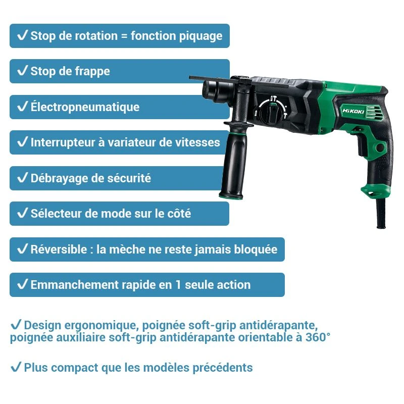 Perforateur Burineur Professionnel Hikoki DH26PC2WSZ SDS-Plus 830W 2,9 Joules 2 Perforateur Burineur Professionnel Hikoki DH26PC2WSZ SDS-Plus 830W 2,9 Joules – Image 2